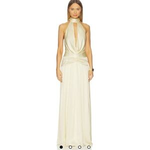 Elegant Cream Halter Maxi Dress